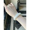 Simulated Xinjiang Hetian Jade Women's Bracelet - Oily White, Widened Mountain-Water Style