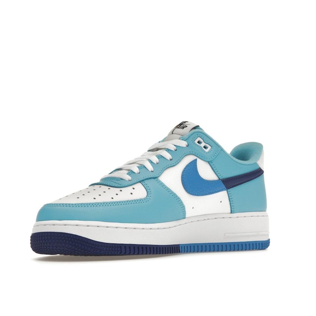 Nike Air Force 1 07 LV8 Split – Hellfotoblaue Herren-Sneaker, Weiß, Tiefkönigsblau, Baltisches Blau, DZ2522-100