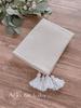 Blanket / waffle blanket 75x100 Boho collection Beige pompons white