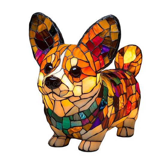 Cat Lamp Stained Resin Glass Night Light Soft Warm Glow 3D Animal-Themed LED Bedside Table Lamp Bedroom Decor