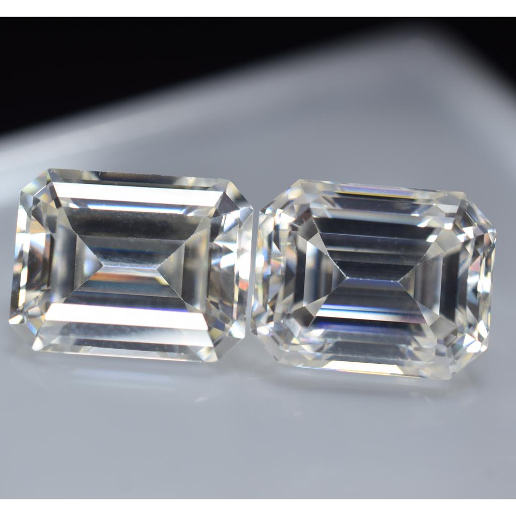 Moissanite 8.72 Ct D Color Emerald Cut 11x9 mm Pair VVS1 Certified Gemstone