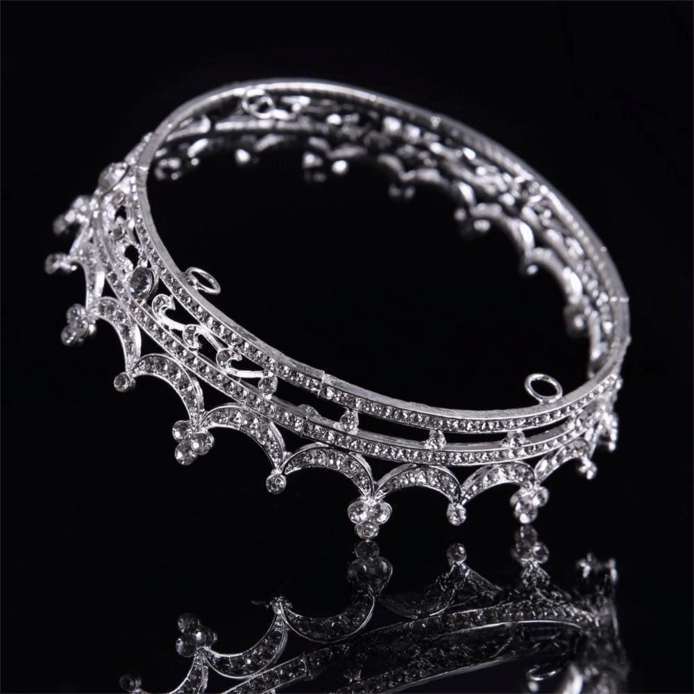 Sparky Crystal Bridal Tiara Rhinestone Round Crown for Women Baroque Crown  Prom Night