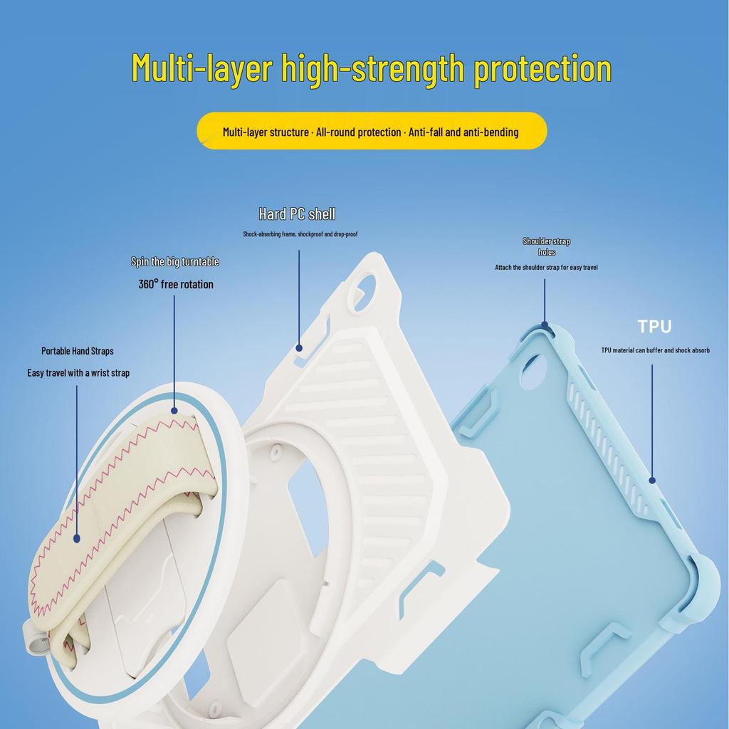 Samsung Tablet A8X/A11/A9+ Rotating Stand Case with Hand Strap