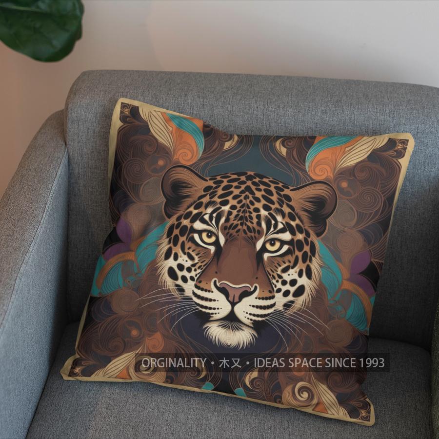 2D Colorful Geometric Leopard-Printed Pillow Cover Pattern Cushion Cover Suitable For Sofa Bedroom Car Pillow Cover