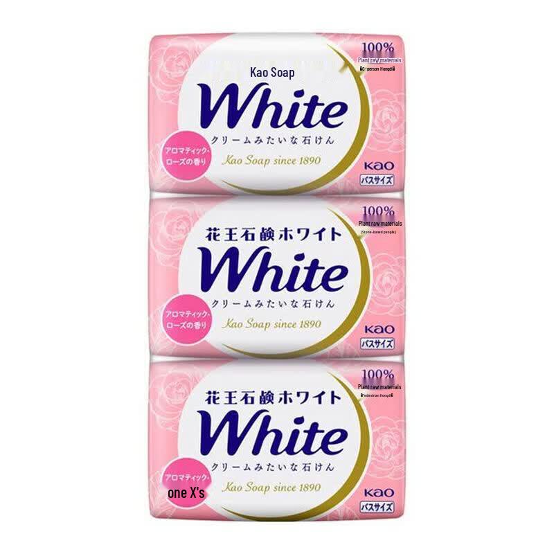 KAO Imported Rose Scented Soap Bars - 3 x 130g Pack