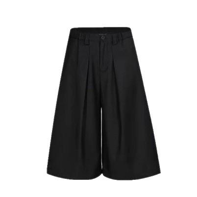 American Retro Pleated Wide-leg Cropped Trousers Men's Summer Thin Old Money Style Loose Straight Casual Shorts Tide