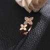 Double Flower with Diamond Ring Rose Gold Light Luxury Ins Wind Non-Fading Copper Gold Plated Ring Ring
