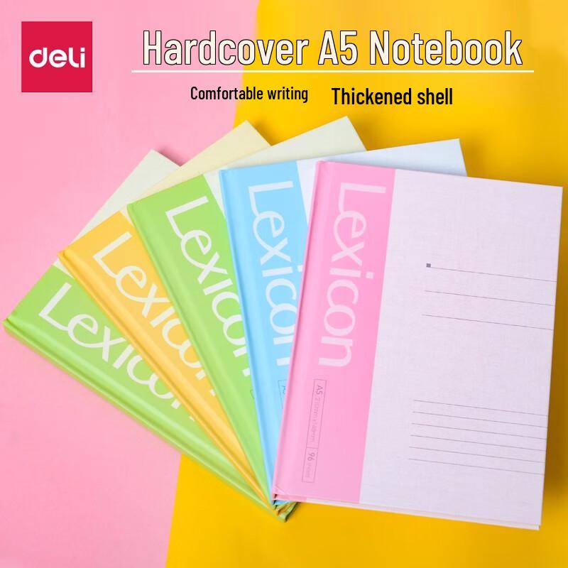 Deli A5 Hardcover 96-Sheet Notebooks (5-Pack)