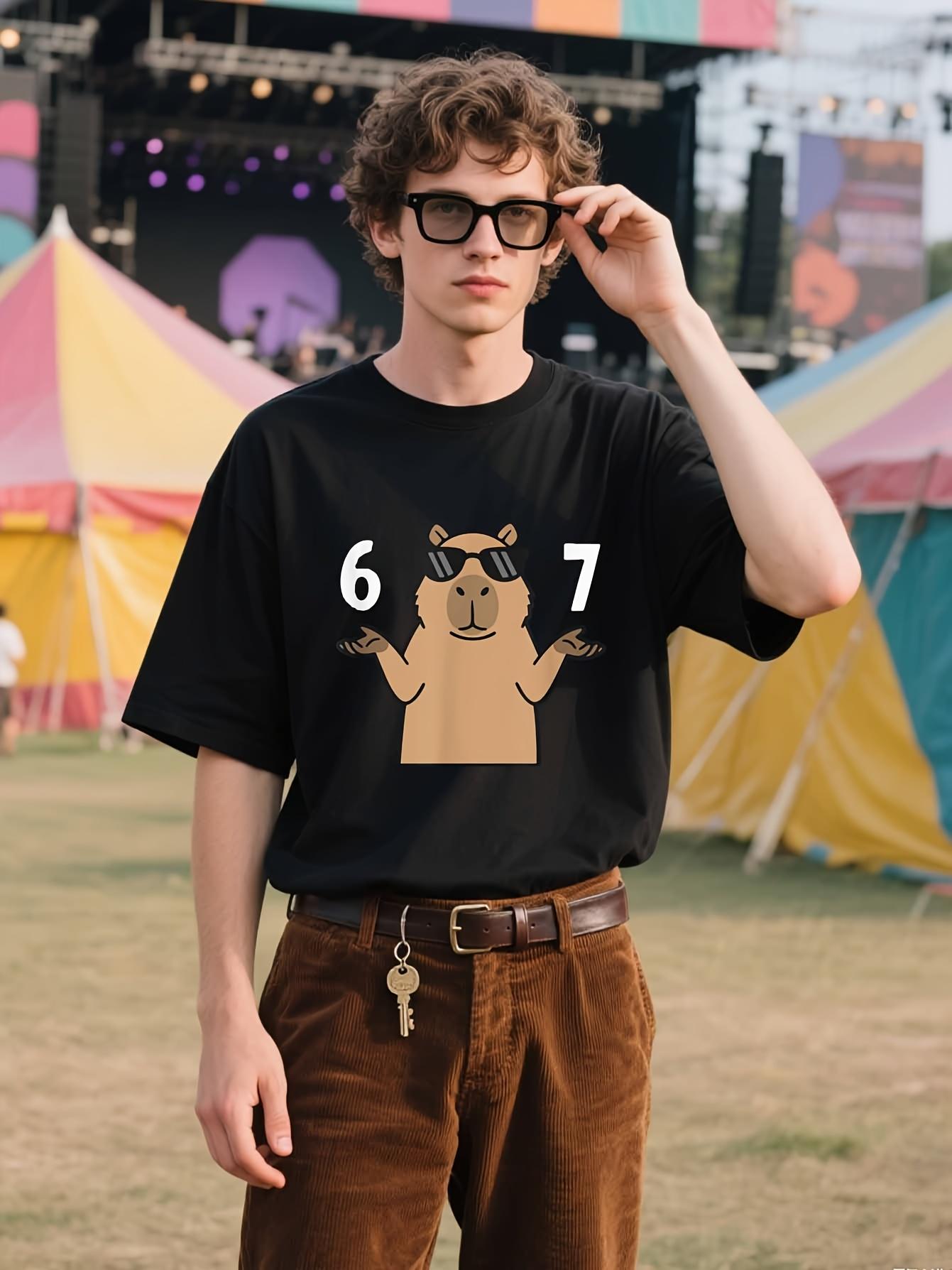 67 Meme Capybara Shirt 6 7 Hand Gesture Slang Six Seven T-shirt M