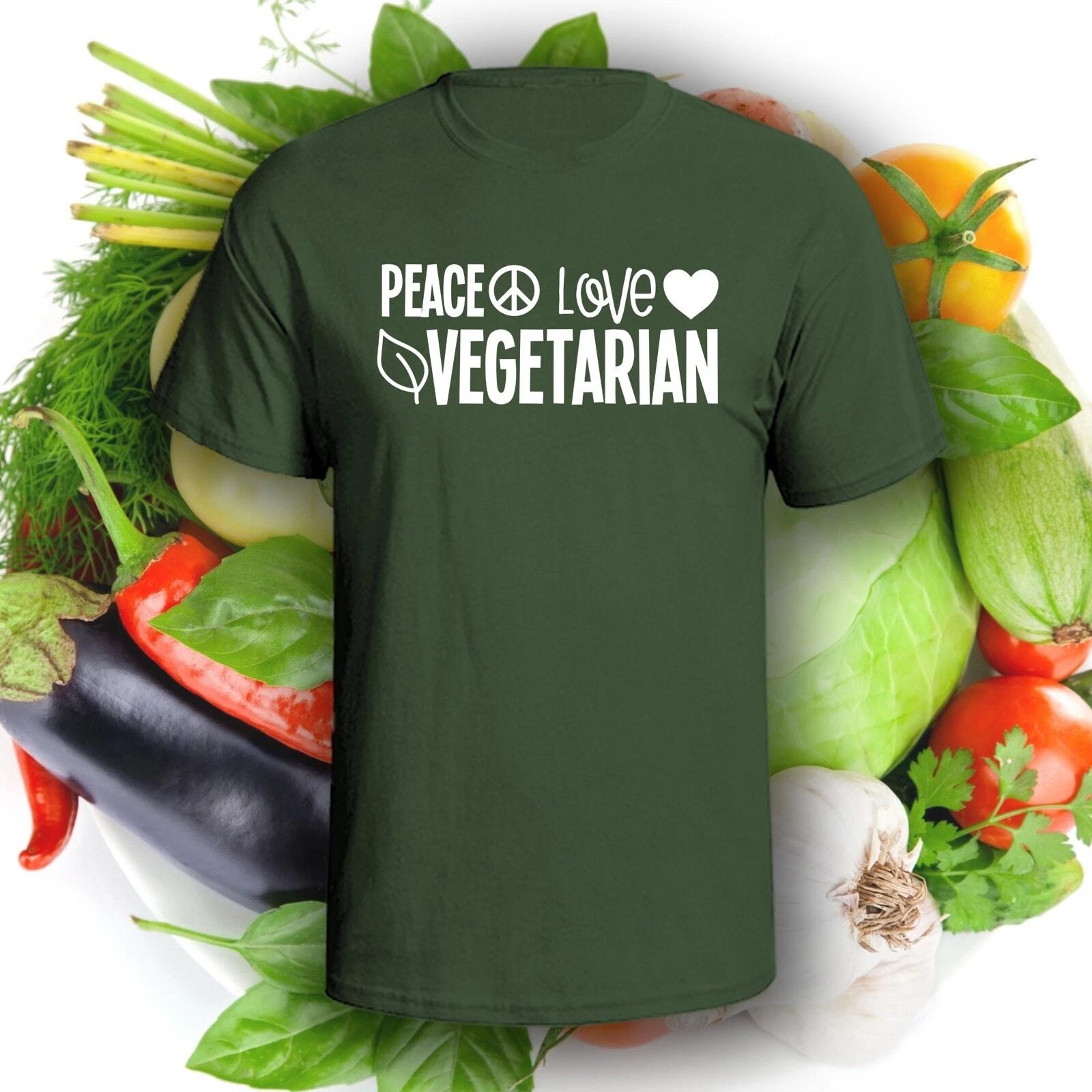 Peace Love Vegetarian T-Shirt | Pick Your Color! | Vegan / Vegetarian L