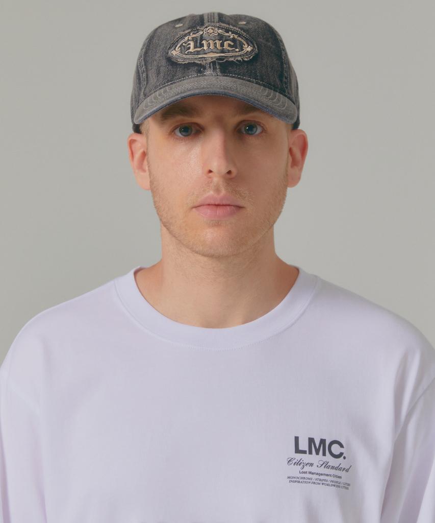 LMC Washed Denim Gothic Oval 6Panel Cap Dark Navy