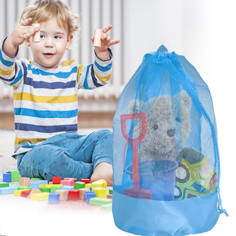 Extra-Large Sand-Resistant Drawstring Beach Backpack Kids Pool Toys Storage Bag For Shell Collecting