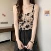 Floral Tank Top Halter Crop Tops Women Summer Camis Chest Pad Camisole Fashion Casual Tube Female Sleeveless Cropped Vest