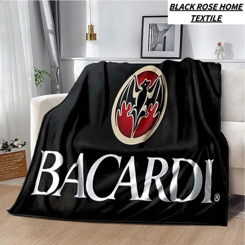 Fashionable Art Print Bacardi Rum Logo Blanket Family Bedroom Bed Sheet Outdoor Car Travel Camping Picnic Plush Sleeping Blanket