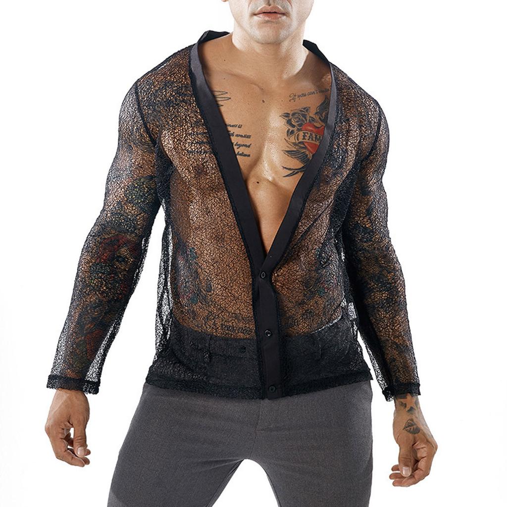 Men Fishnet Shirt Mens Fishnet Top Mesh Transparent  Muscle T-Shirt Net Undershirt Top
