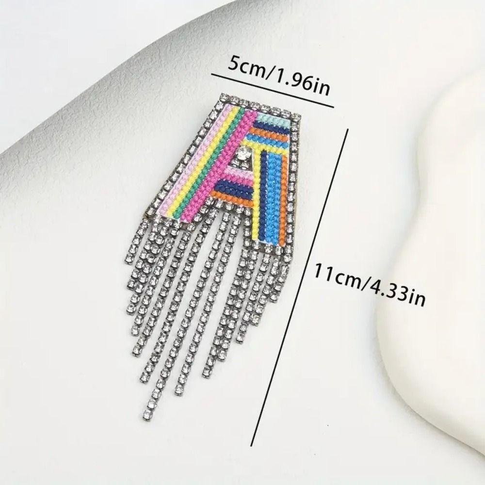 Embroidery Rhinestone Tassel  Brooch A-Z Letter Banquet Clothes Pin  Decoration