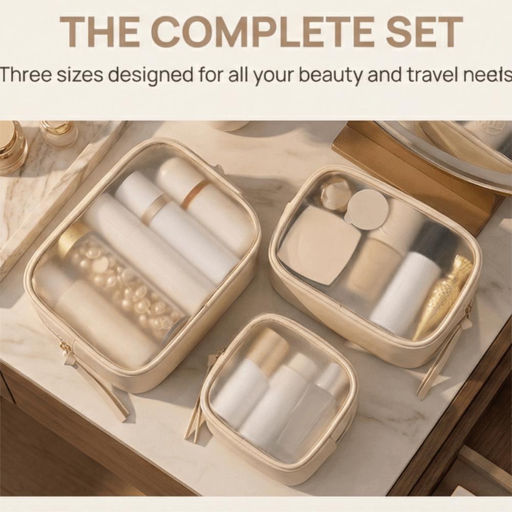 Zipper Transparent Cosmetic Bag PU Toiletry Organizer Simple Makeup Storage Bag  Ladies