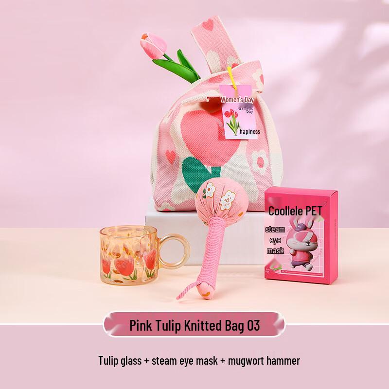 Women s Day Pink Tulip Gift Set Pink Tulip Knit Bag 03