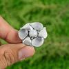 Natural Rainbow Moonstone Stackable Flower White Adjustable Ring 925 Silver