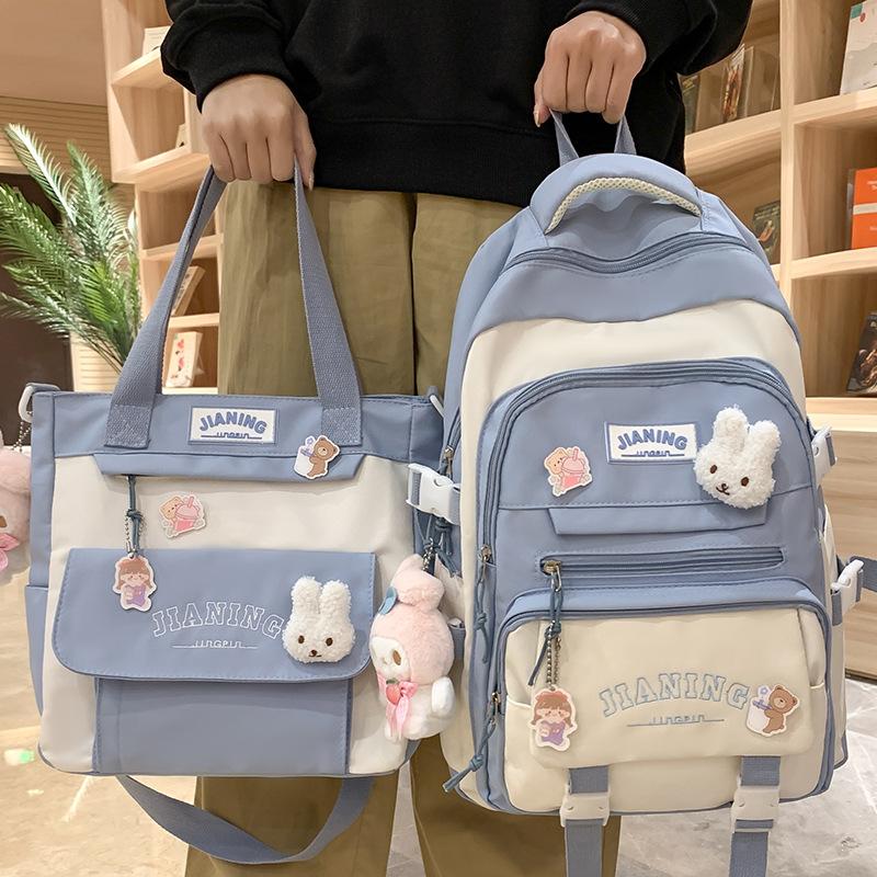 

Schoolbags for Elementary School Students and Girls Burgundy Two Piece Set for Junior High School Students and College Students Backpacks