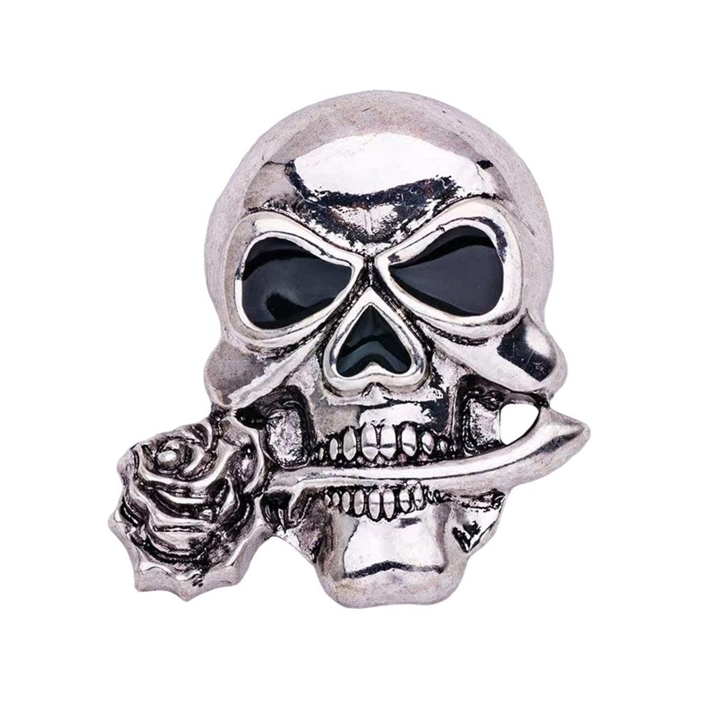 Unique Gothic Rose Skull Brooch for Men Rebellious Alloy Lapel Pin for Suits Jackets and Casual Outfits