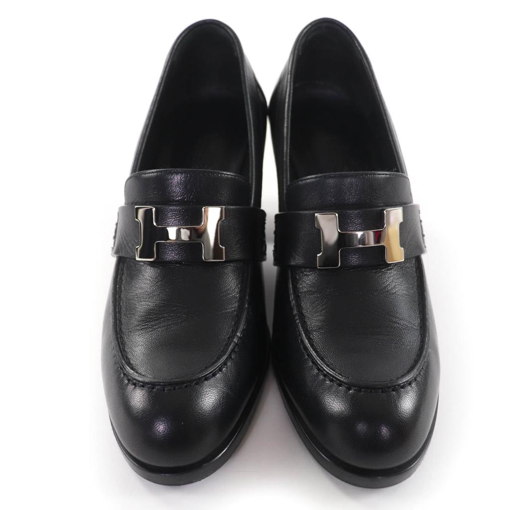 Great HERMES pumps Dauphine 70 moccasins Constance leather loafers black 36 Used