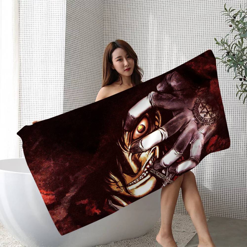 Horror Anime H-Hellsing Microfiber Blanket Quick Drying Beach Towels Oversized Printing Super Absorbent Pool Towel Blanket