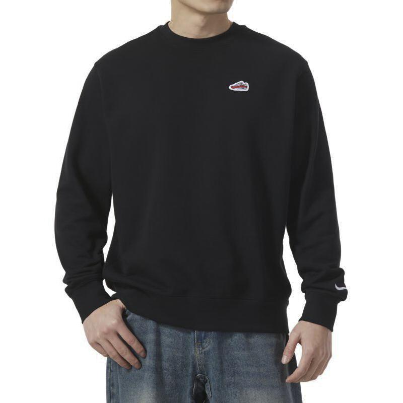 Nike Embroidered Small Logo Crew Neck Sweatshirt Men Tops Black FZ5203-010
