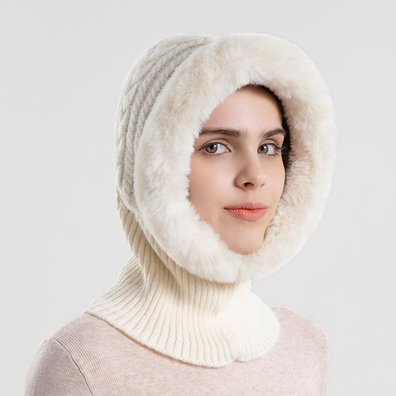 Winter Warm Fur Hats For Women Russia Skullies Beanies Outdoor Plush Knitted Hat Windproof Thermal Hood Earflap Caps