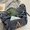Multi-layer Denim Bag Vintage Shoulder Bag Women's Embroidered Crossbody Bag