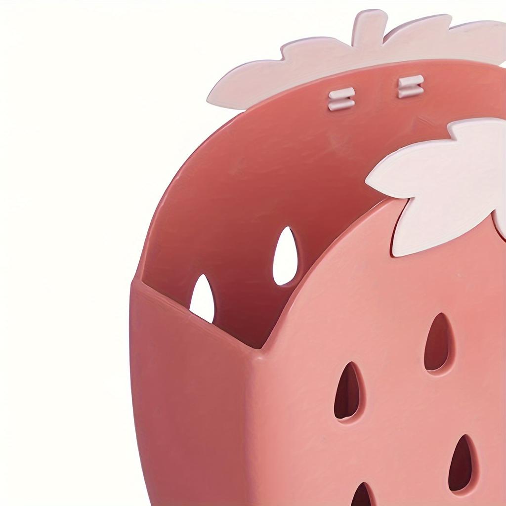 1pc Strawberry-shaped Kitchen Utensil Rack - Multifunctional Storage Box with Drainage