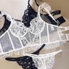 French Sexy Ultra Thin Underwear Women Lace Embroidery Flowers Bra Set Breathable Body Shap Bras and Thongs Sets Lingerie