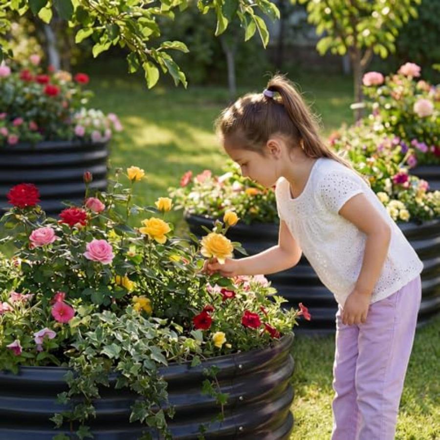 3 Pack 2x2x1 Ft Round Galvanized Raised Garden Bed Kit Round Metal Flower Box Large Planter Raised Beds Outdoor Garden for Plan