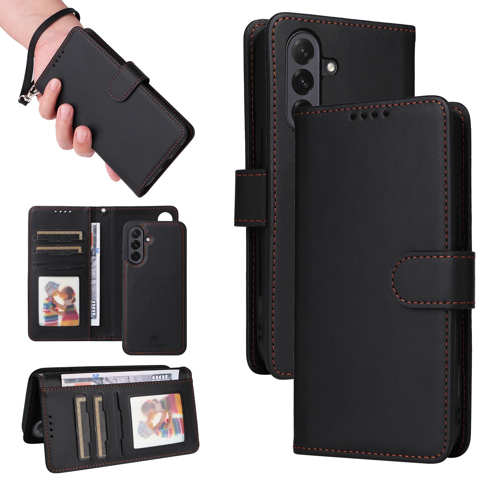 

For Samsung Galaxy A26 5G Magnetic Case BETOPNICE Detachable PU Leather Phone Cover with Strap Black