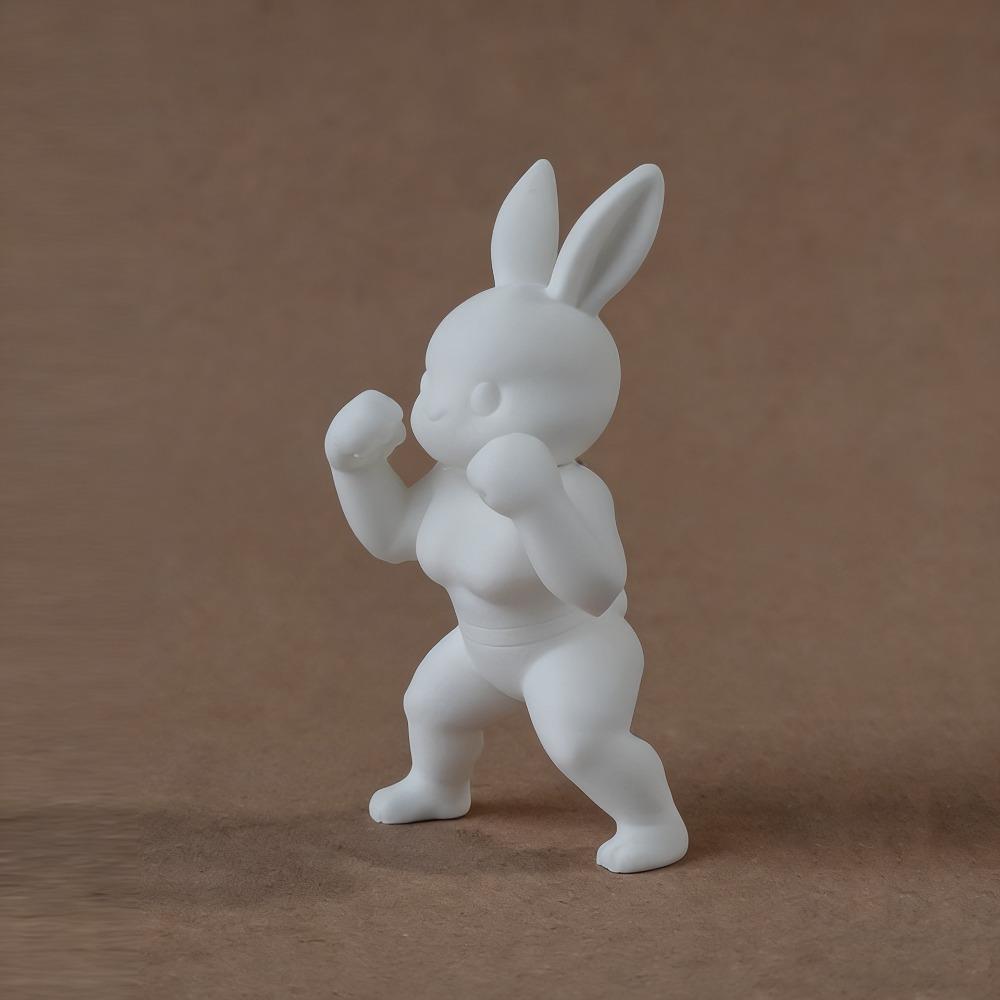 Cute Easter Fitness Rabbit Plastic Small Rabbit Ornament Muscular Rabbit Statue Home Desk Decor