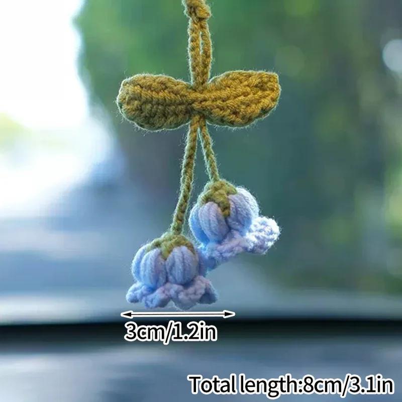 Crochet Flowers Woven Flowers Pendant Car Interior Hanging Decoration Hand Knitted Bags Decoration Handmade Key Pendants Household Decoration