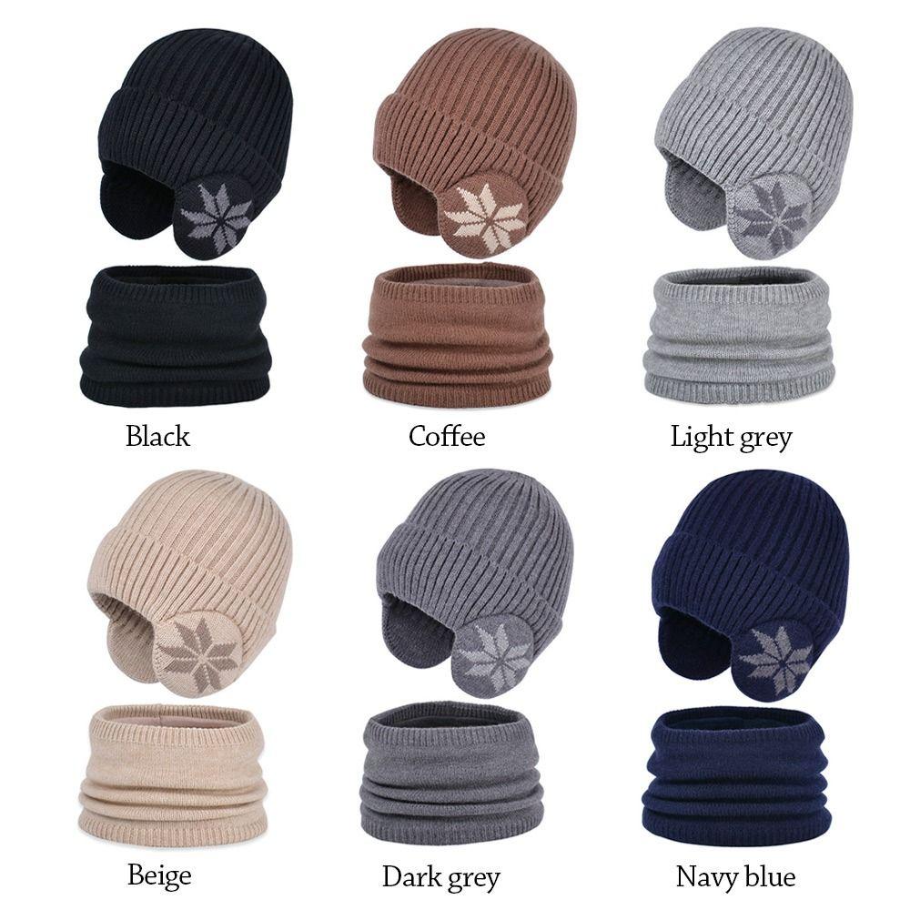 2Pcs/Set Fleece Children Hat Scarf Set Warm Beanie Hat Scarf Fashion Knitted Scarf Cap  Boys Girls