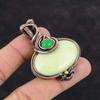 Serpentine Gemstone Pendant Copper Wire Wrapped Pendant Green Chalcedony Pendant Wire Wrap Jewelry Handmade Pendant Copper Jewelry For Gift