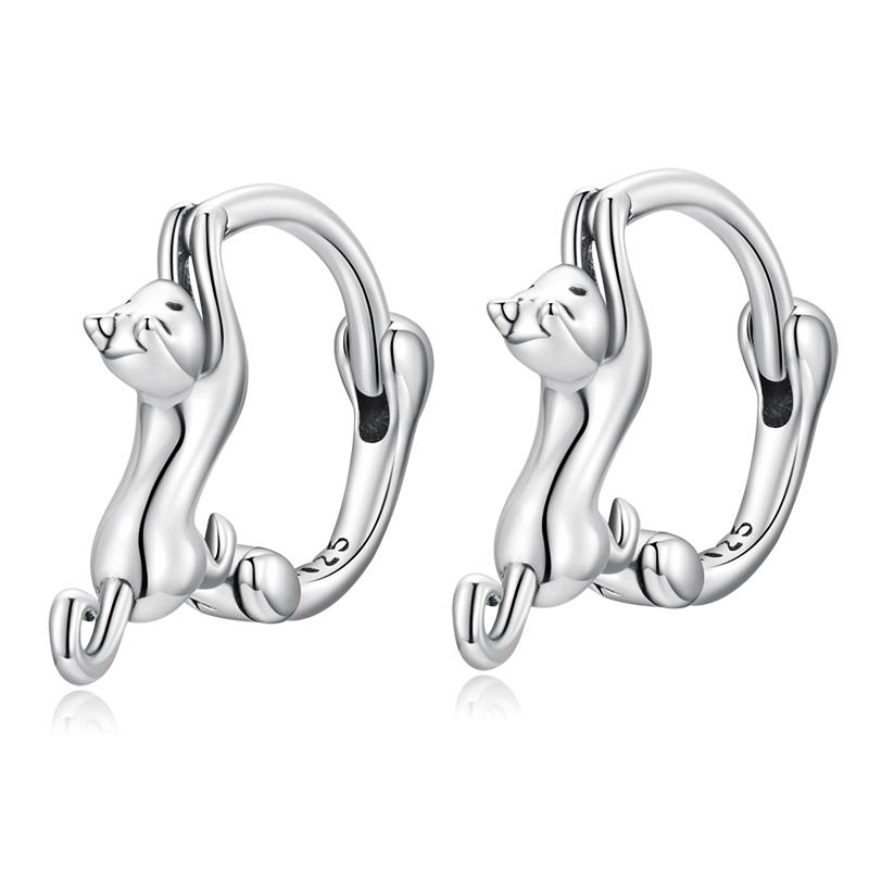 WOSTU Snake Dog Cat Ear Buckles Women 925 Silver Dachshund Hoop Earrings Girl Party Birthday Gift Minimalism Jewelry