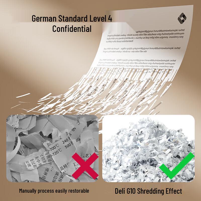 Deli G10 Level 4 Cross-Cut Paper Shredder CN Plug (adapter Included)