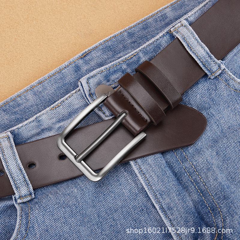 Men's High-end Leather Belt with Pin Buckle for Casual Wear, Trendy and Versatile for Young Men and Students - Korean Style