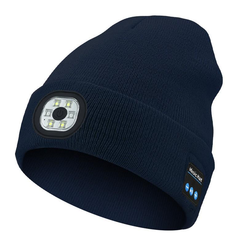 Luminous LED Headlamp Music Hat with Wireless Bluetooth Earphones for Night Running & Fishing