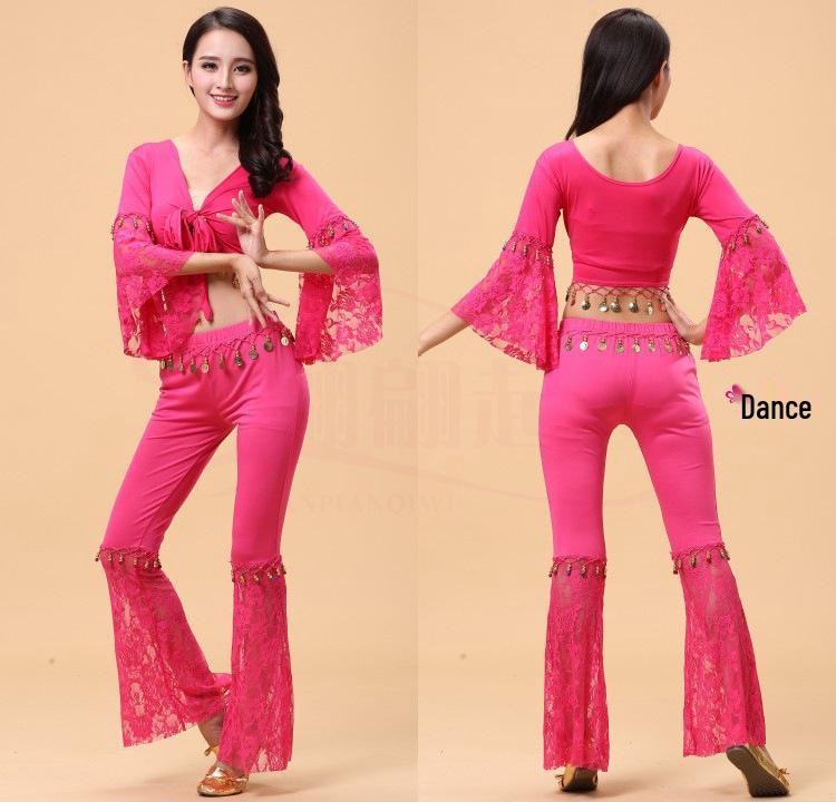 

Autumn & Winter Square Dance Set: Three-Quarter Lace Sleeve Top & Pendant Pants for Middle-Aged & Elderly Practitioners XL розы красного