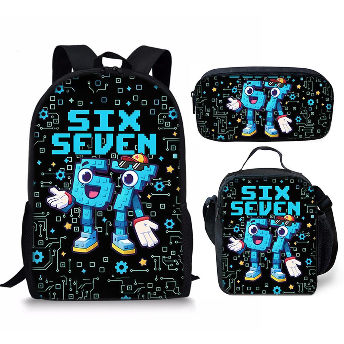 Hip Hop Populair Grappig 67 zes zeven 3D Print 3 stuks/Set leerling Schooltassen Laptop Dagrugzak Rugzak Crossbody Lunchtas Etui