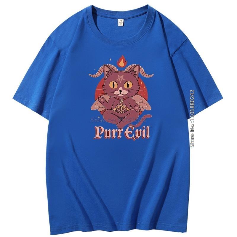 Baphomet Purr Evil Mens Print T Shirt Lucifer Occult Goat Fashion Graphic T Shirts Summer Cotton New Shirts And Tshirts