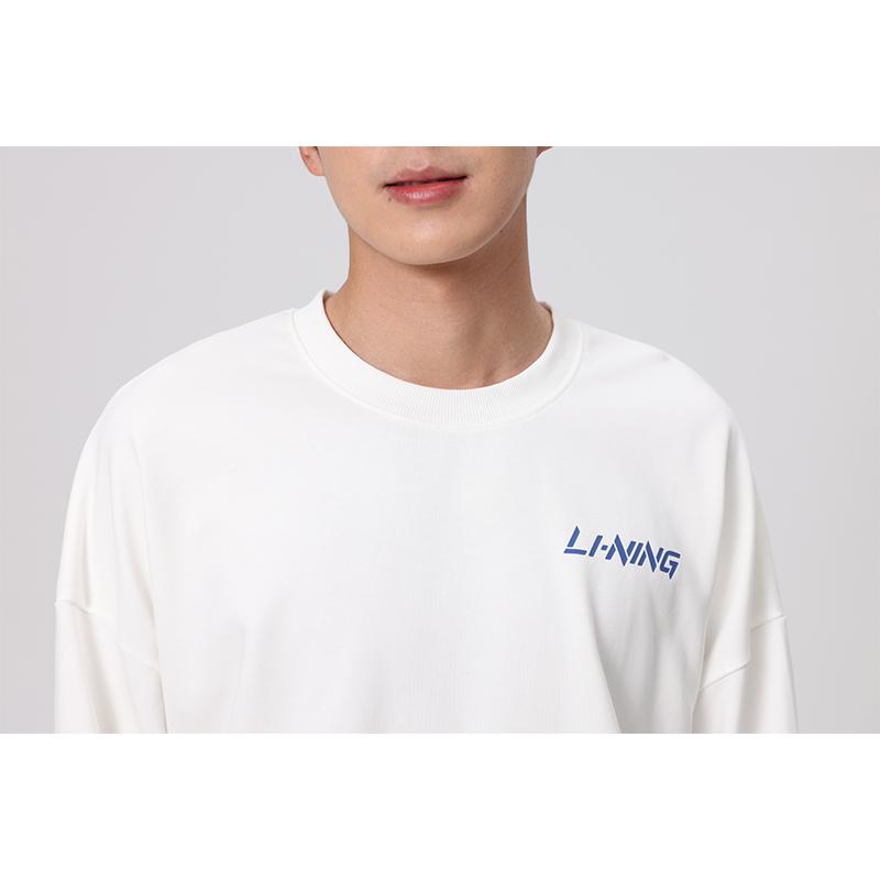 Li Ning Sweatshirts Unisex White Crew Neck Moderate Regular AWDTC45-1