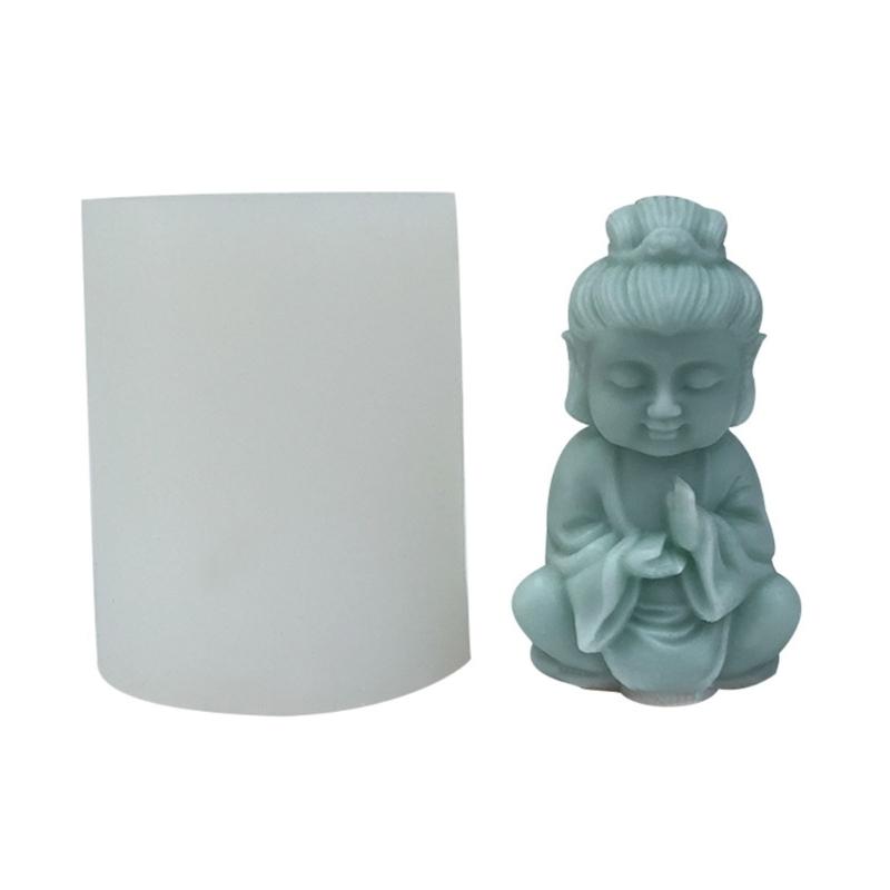 Buddhas Monk Shape Silicone Molds DIY Epoxy Resin Molds Table Ornament Mould Candle Plasters Making Tool Easy-to Clean