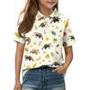 Kids Short Sleeve Polo Shirt Animal Print Casual Tee Button Down Collar Lightweight Summer Top for Boys Girls