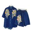Stilvolles Damen-Zweiteiler-Denim-Set - Strickjacke & Shorts, Europäisch inspirierter lockerer Schnitt