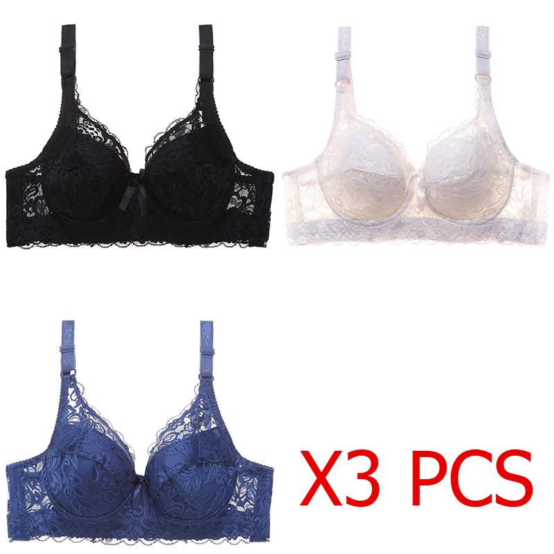 Plus Size 80B-105D Women Embroidery Bra Anti-sag Gathered Bra Underwire Breathing Adjustable Bra Push-up Bras